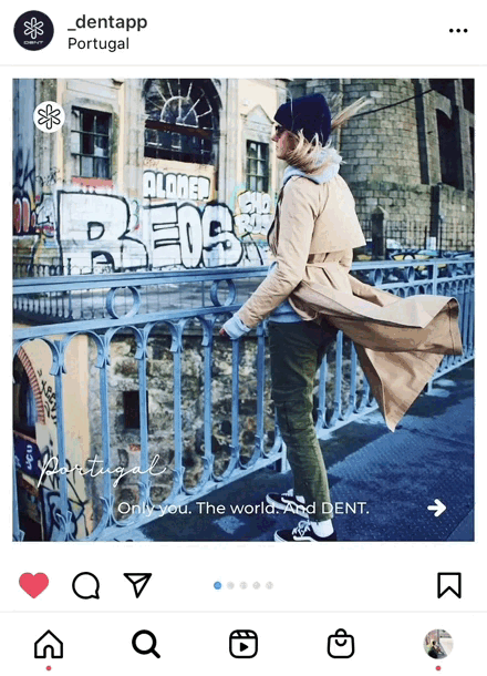 Screen recording of posts from the travel enthusiast Instagram campaign