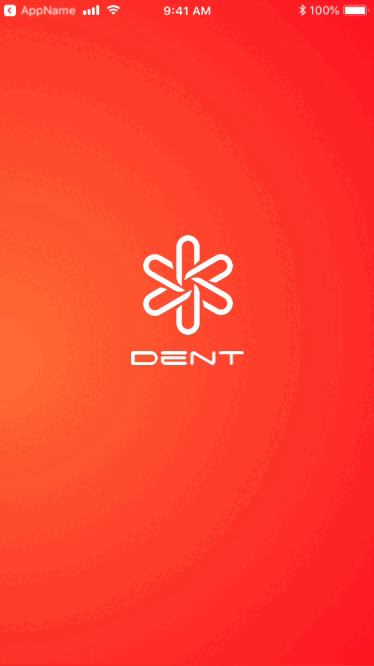 Animated prototype of the DENT onboarding carousel